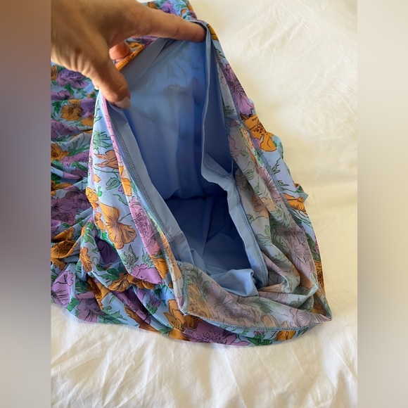 Veronica Beard | SZ 14 | Lake Blue Quiana Floral Strapless Ruched Midi Dress NWT - Picture 10 of 12